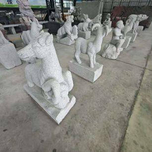 广元芝麻白雕刻 十二生肖 异形雕刻