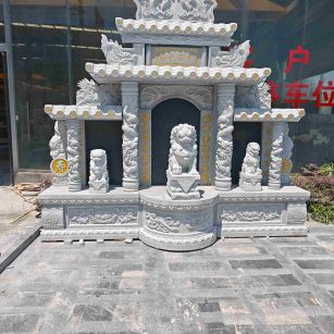广元芝麻白中国黑石材套墓 花岗岩墓碑