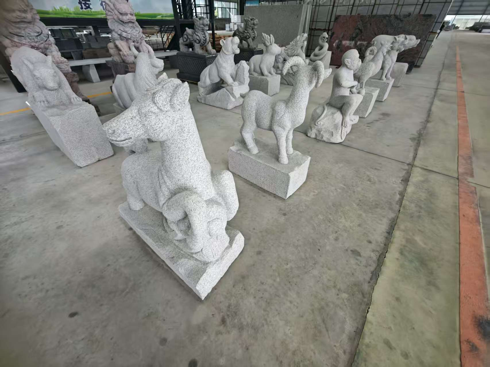 广元芝麻白雕刻 十二生肖 异形雕刻